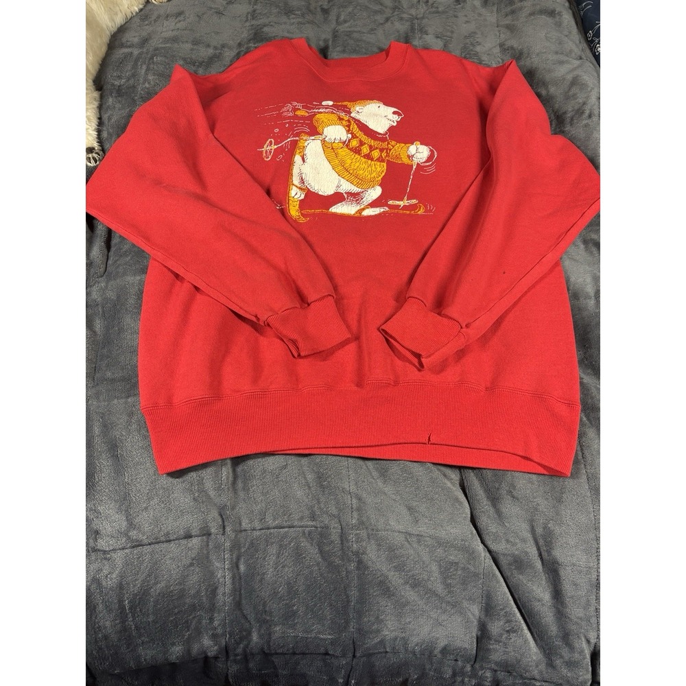 Vintage 90S‎ Hanes Activewear Ski Bear Crewneck Size L casual activewear